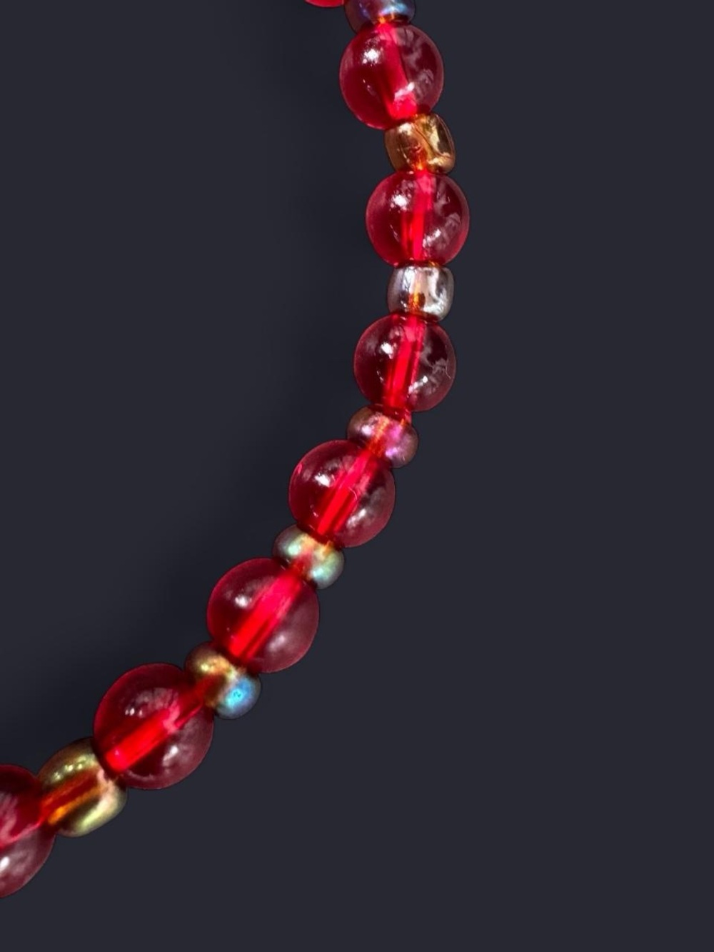 Scarlet Glass Bead Bracelet 6mm - Picture 3 of 4